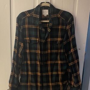American Eagle Outfitters Green and Tan Plaid Shirt